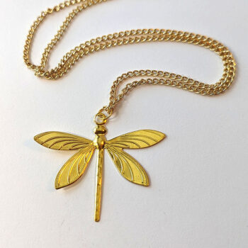 Gold Lightweight Filigree Dragonfly Necklace - Image 6