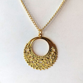 Large Gold Lightweight Filigree Hoop Vintage Style Necklace