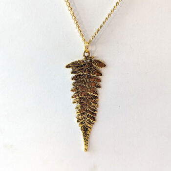 Antique Gold Large Long Leaf Vintage Style Necklace