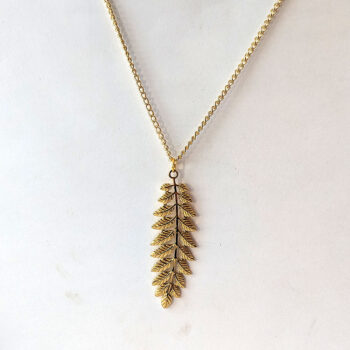 Gold Fern Branch Leaf Leaves Stainless Steel Necklace - Image 3