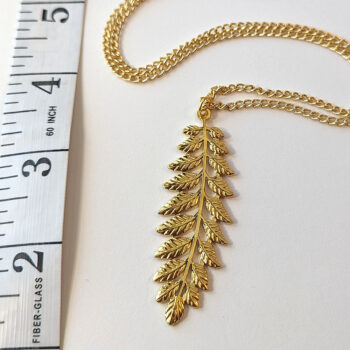 Gold Fern Branch Leaf Leaves Stainless Steel Necklace - Image 2