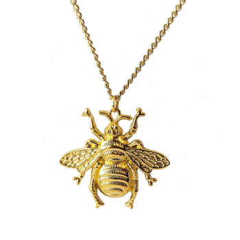 Large Bee Gold Pendant Necklace