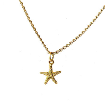 Gold Small Textured Starfish Necklace