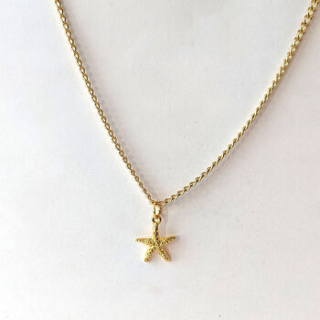 Gold Small Textured Starfish Necklace - Image 4