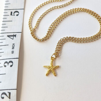 Gold Small Textured Starfish Necklace - Image 3