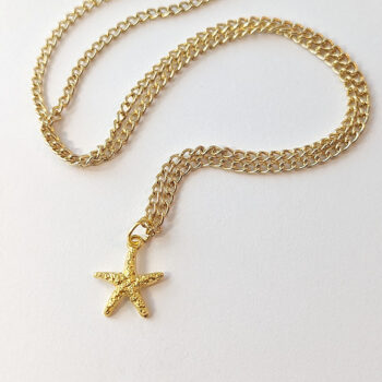 Gold Small Textured Starfish Necklace - Image 2