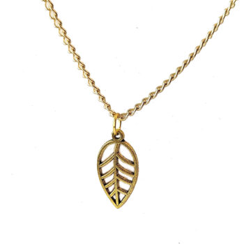 Teardrop Hollow Leaf Pendant Antique Gold