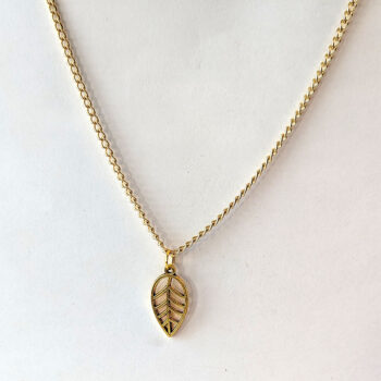 Teardrop Hollow Leaf Pendant Antique Gold - Image 4