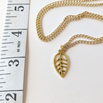 Teardrop Hollow Leaf Pendant Antique Gold - Image 3