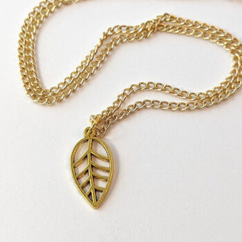 Teardrop Hollow Leaf Pendant Antique Gold - Image 2