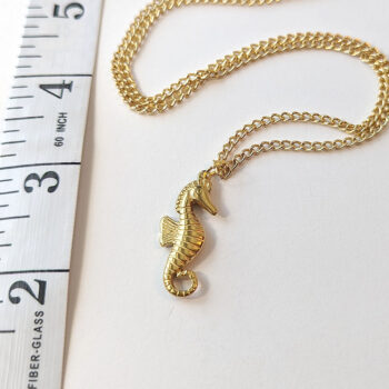 Stainless Steel Gold Seahorse Pendant Necklace - Image 3