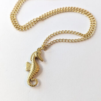 Stainless Steel Gold Seahorse Pendant Necklace - Image 2