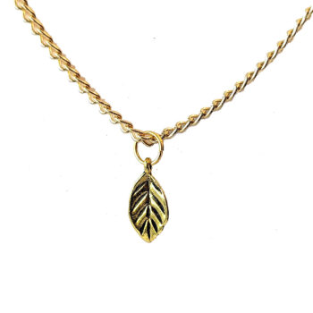 Dainty Double Sided Cupped Leaf Charm Antique Gold