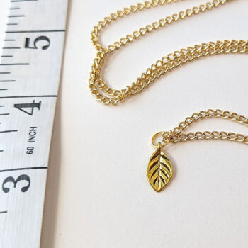 Dainty Double Sided Cupped Leaf Charm Antique Gold - Image 3