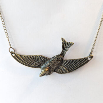 Antique Bronze Large Soaring Bird Vintage Style Necklace - Image 4