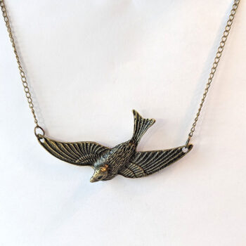 Antique Bronze Large Soaring Bird Vintage Style Necklace - Image 3