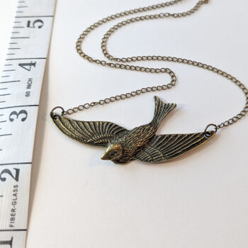 Antique Bronze Large Soaring Bird Vintage Style Necklace - Image 2