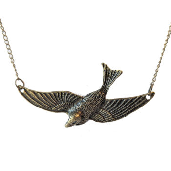 Antique Bronze Large Soaring Bird Vintage Style Necklace