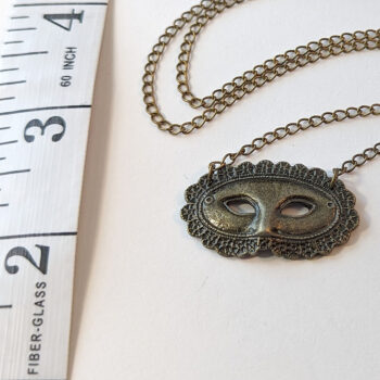 Antique Bronze Connector Opera Mask Necklace - Image 3