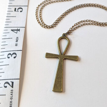 Large Antique Bronze Ankh Necklace - Image 3