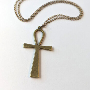 Large Antique Bronze Ankh Necklace - Image 2