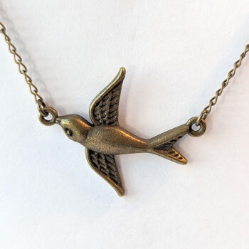 Antique Bronze Swallow Bird Necklace - Image 4