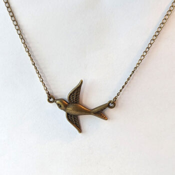 Antique Bronze Swallow Bird Necklace - Image 3