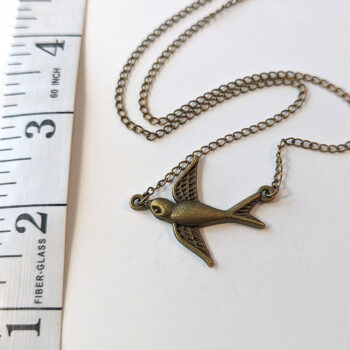 Antique Bronze Swallow Bird Necklace - Image 2