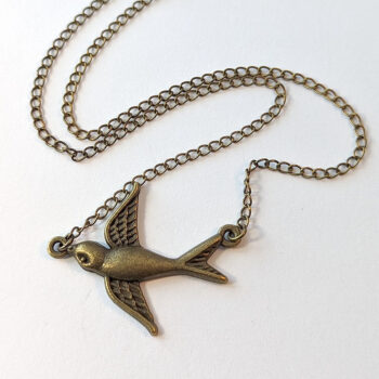 Antique Bronze Swallow Bird Necklace