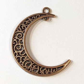 Hollow Moon Pendant / Connector Antique Copper