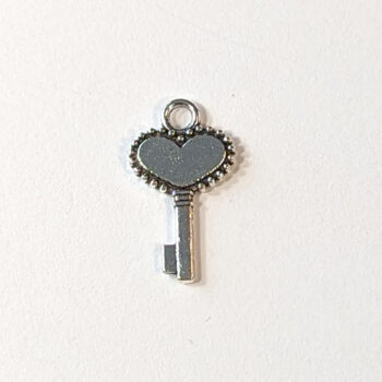 Small Heart Key Charm Antique Silver - Image 3