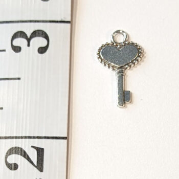 Small Heart Key Charm Antique Silver - Image 2