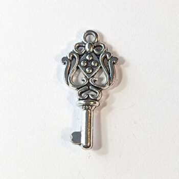 Decorative Key Charm Antique Silver