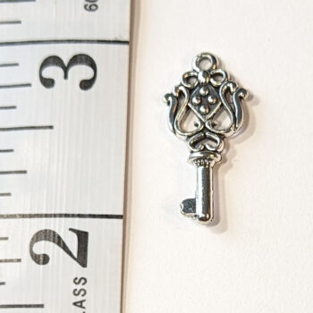 Decorative Key Charm Antique Silver - Image 2