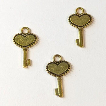 Small Heart Key Charm Antique Gold