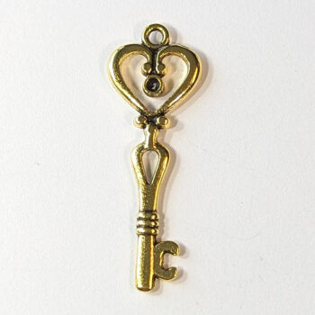 Decorative Heart Key Charm Antique Gold