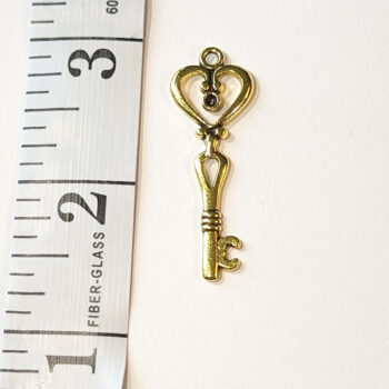 Decorative Heart Key Charm Antique Gold - Image 2