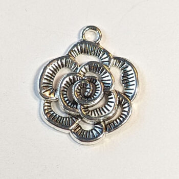 Hollow Rose Flower Charm Antique Silver