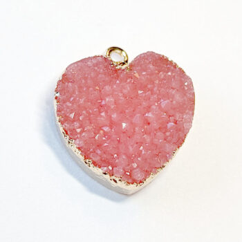 Pink Textured Acrylic Heart Charm Silver