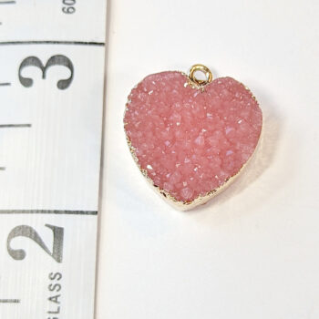 Pink Textured Acrylic Heart Charm Silver - Image 2