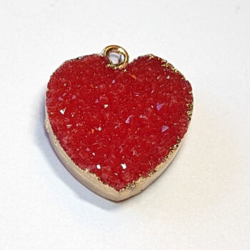 Red Textured Acrylic Heart Charm Silver