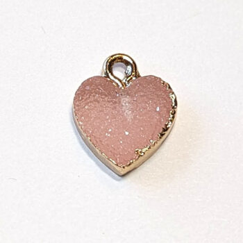 Small Pink Textured Acrylic Heart Charm Silver