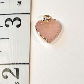 Small Pink Textured Acrylic Heart Charm Silver - Image 2