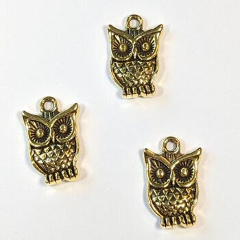 Small Dainty Owl Charm Antique Gold