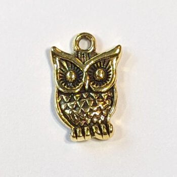 Small Dainty Owl Charm Antique Gold - Image 3