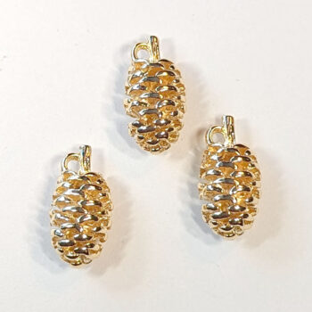 Detailed 3D Pine Cone Pendant Gold