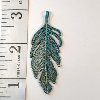 Antique Bronze Patina Large Leaf Pendant - Image 2