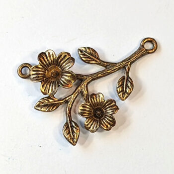 Branch With Leaves Leaf Flowers Connector Antique Bronze