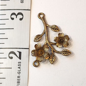 Branch With Leaves Leaf Flowers Connector Antique Bronze - Image 2