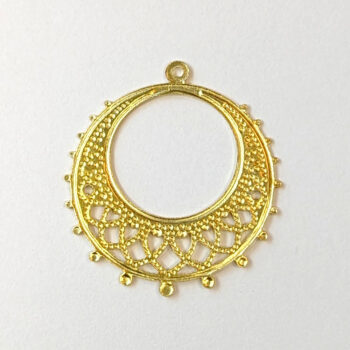 Lightweight Medium Filigree Round Hoop Pendant Gold